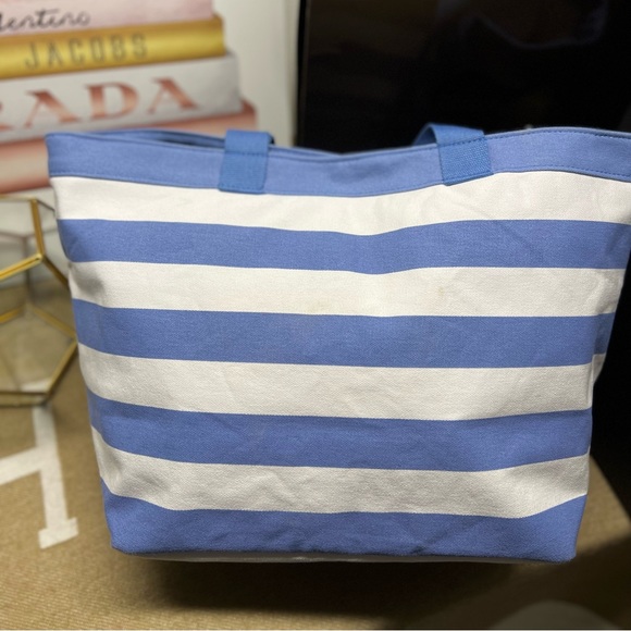Dolce & Gabanna Blue/White Striped Canvas Tote,nylon lining - Picture 6 of 8